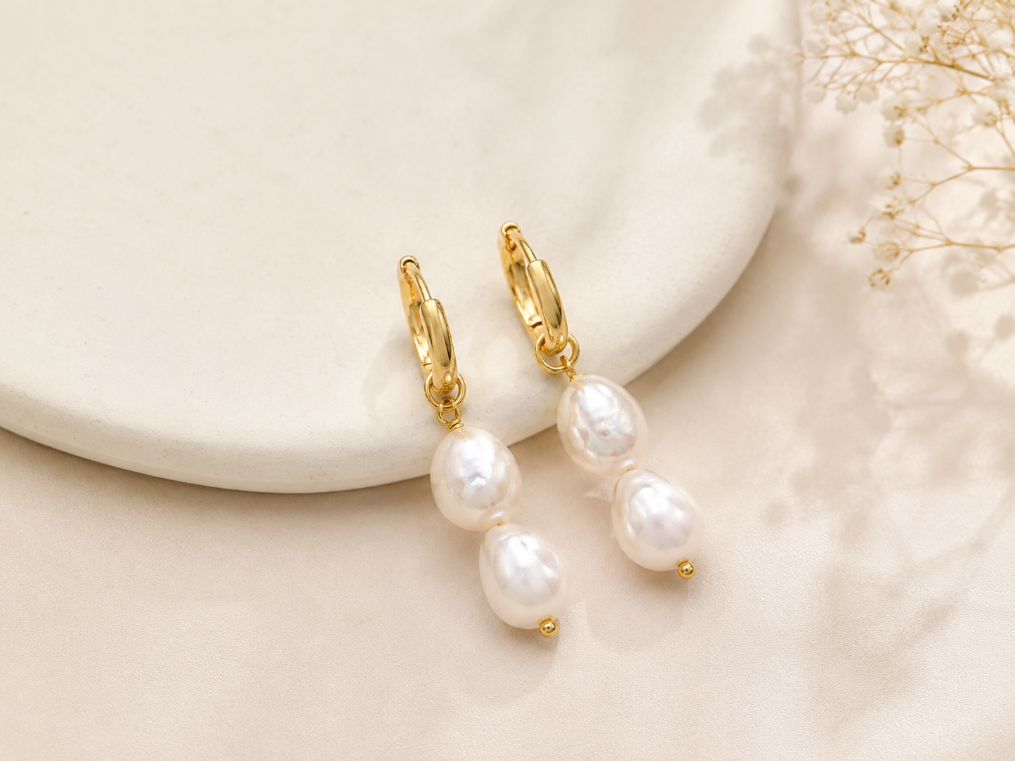 Pearly Girly Freshwater Pearl Huggie Hoop Earrings