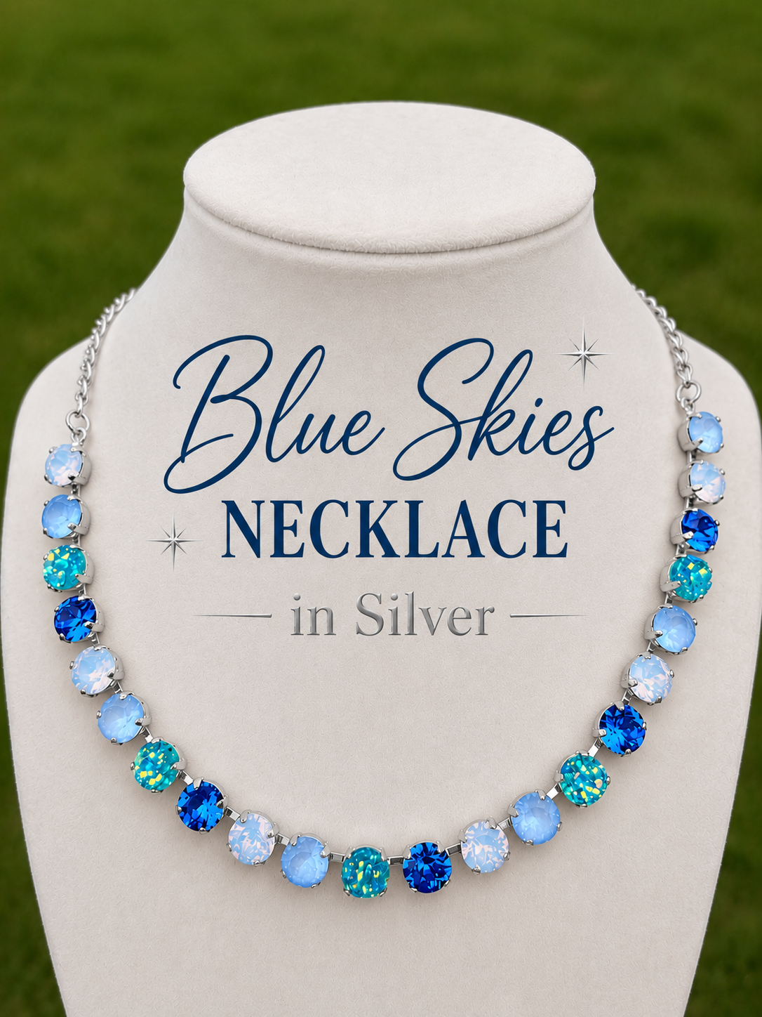 Blue Skies Necklace available in Gold or Silver