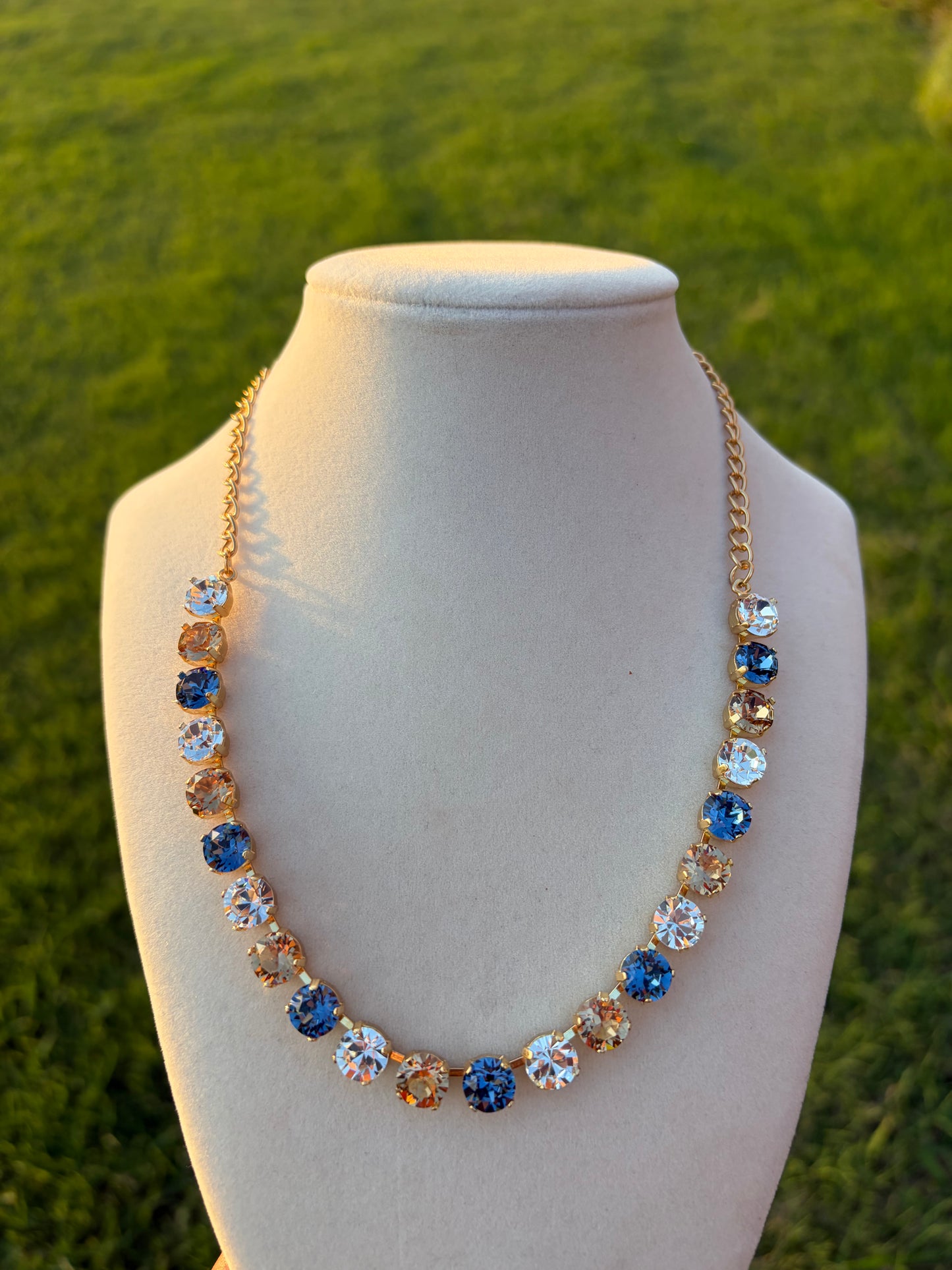 Blue Jean Beauty Necklace Available in Gold or Silver