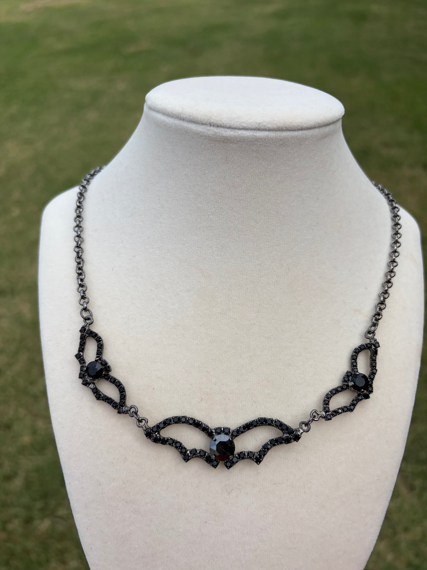 Going Batty Rhinestone Halloween Necklace