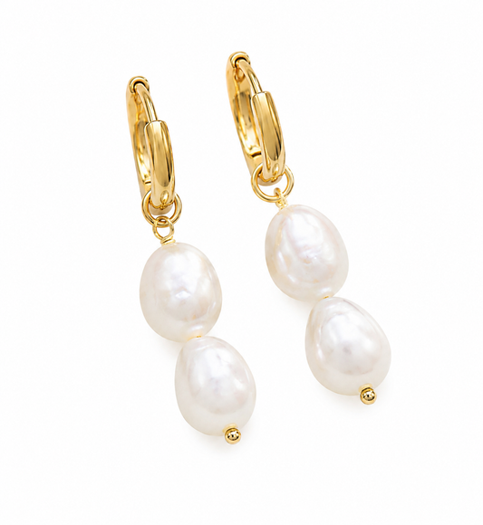 Pearly Girly Freshwater Pearl Huggie Hoop Earrings