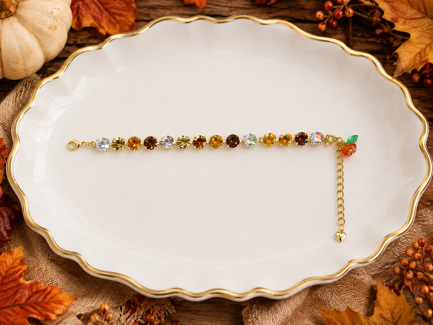 Posh Pumpkin Rhinestone Bracelet