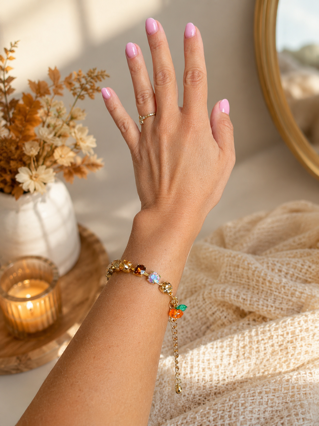 Posh Pumpkin Rhinestone Bracelet